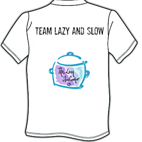 Drawing of a t-shirt with “team Lazy & slow” on the back
