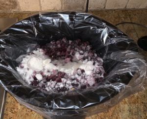 blueberry sauce ingredients in a slow cooker uncooked
