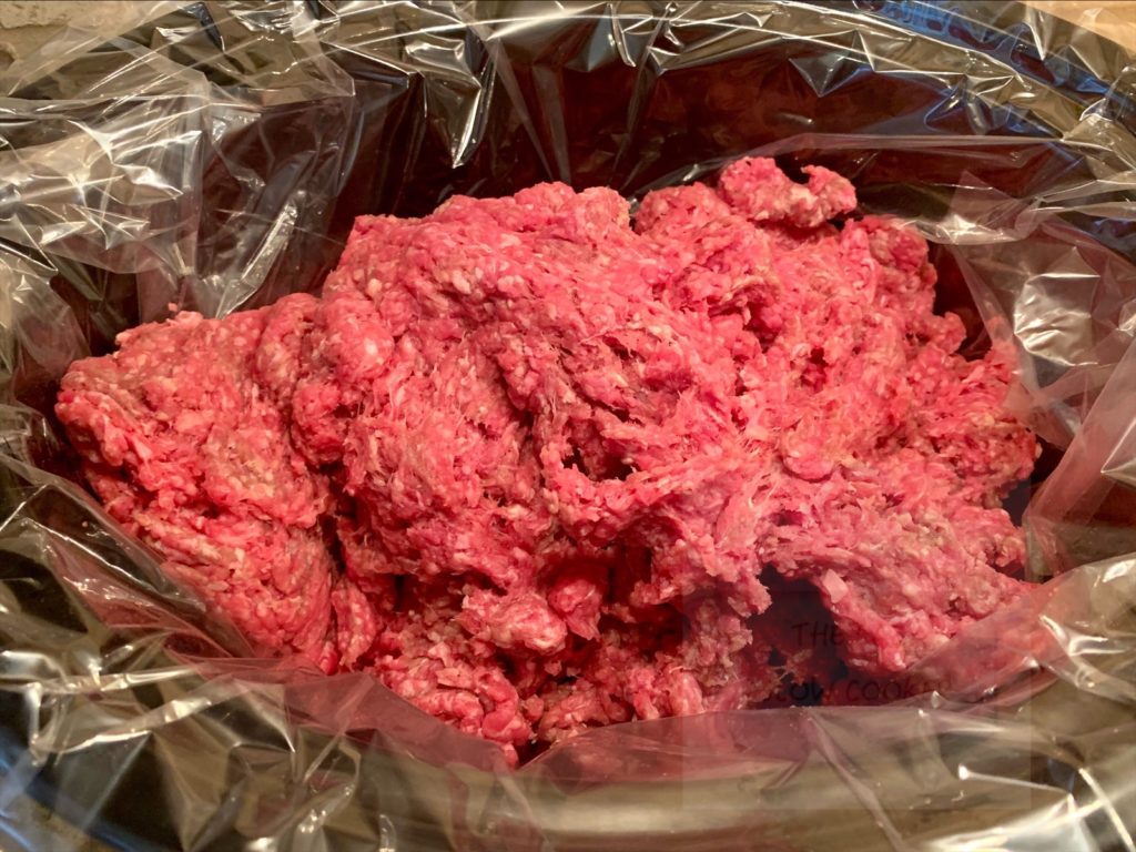 raw ground beef in slow cooker