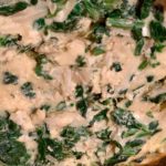close up of spinach frittata in slow cooker