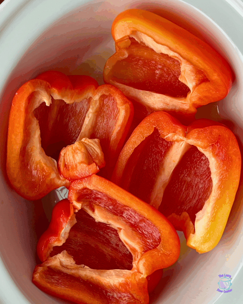 cleaned peppers in a crockpot before cooking