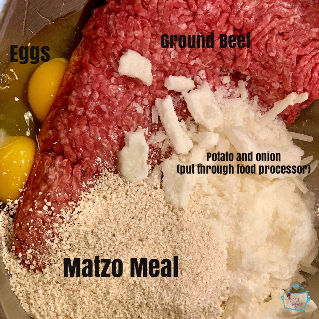 Raw meatball ingredients prior to mixing with labels