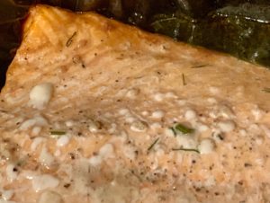 Close up of cooked salmon filet