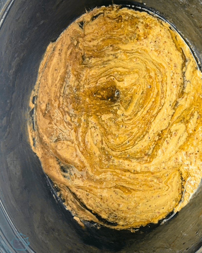 honey mustard sauce stirred together in slow cooker