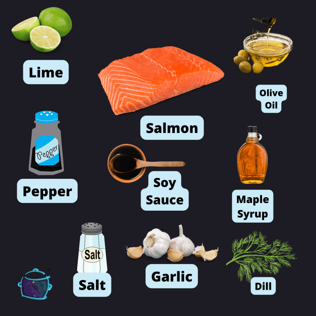dill salmon ingredients with labels