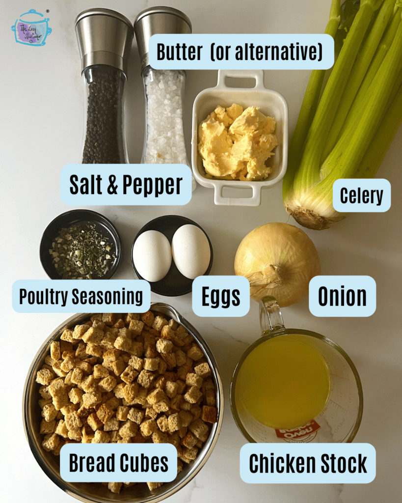 All stuffing ingredients with labels