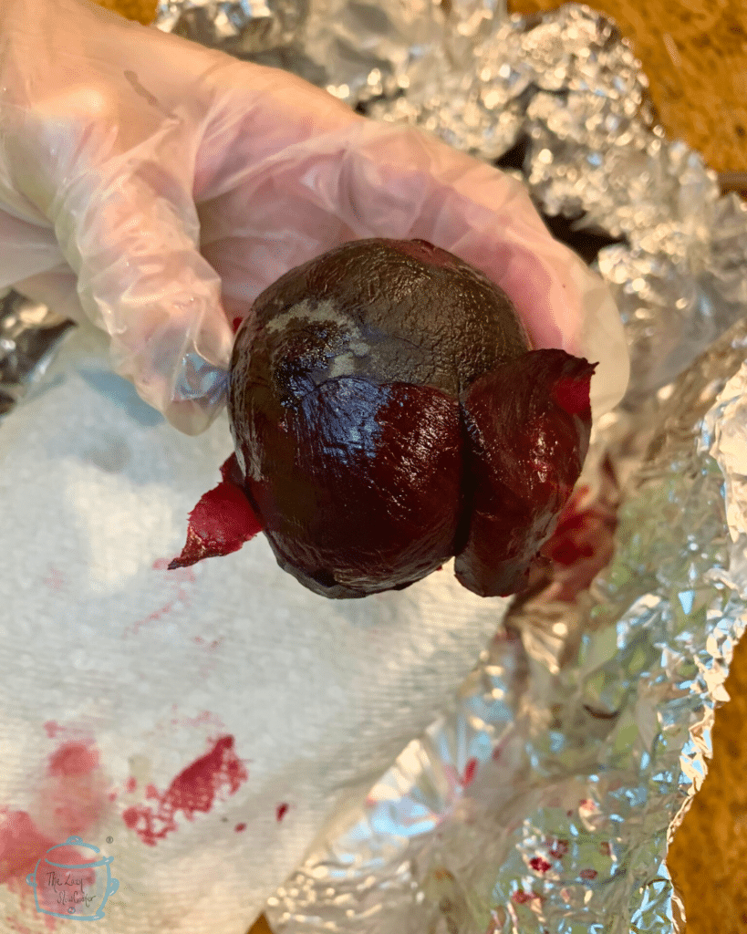 easily peeling the skin off of a cooked beet