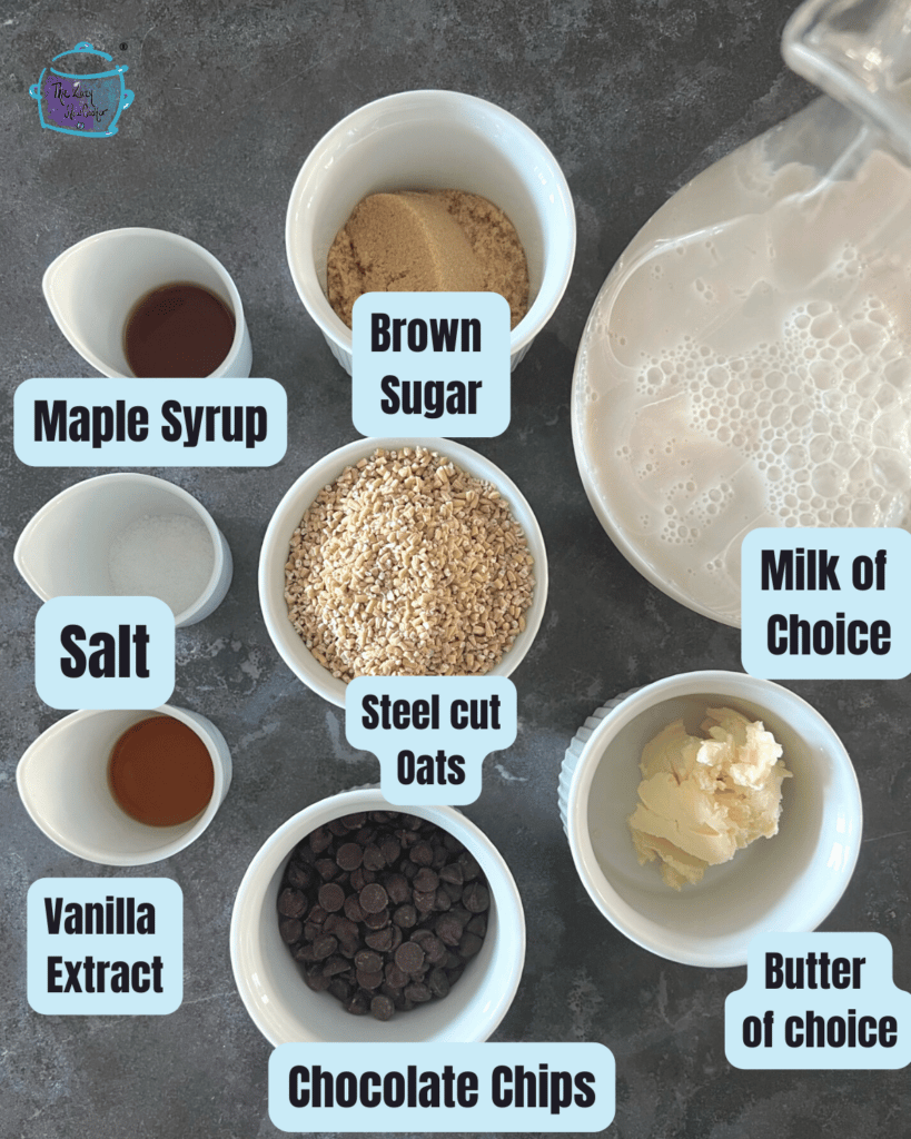 Chocolate Chip Cookie Dough Overnight Oats ingredients