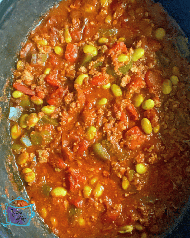 Slow Cooker Turkey Edamame Chili The Lazy Slow Cooker