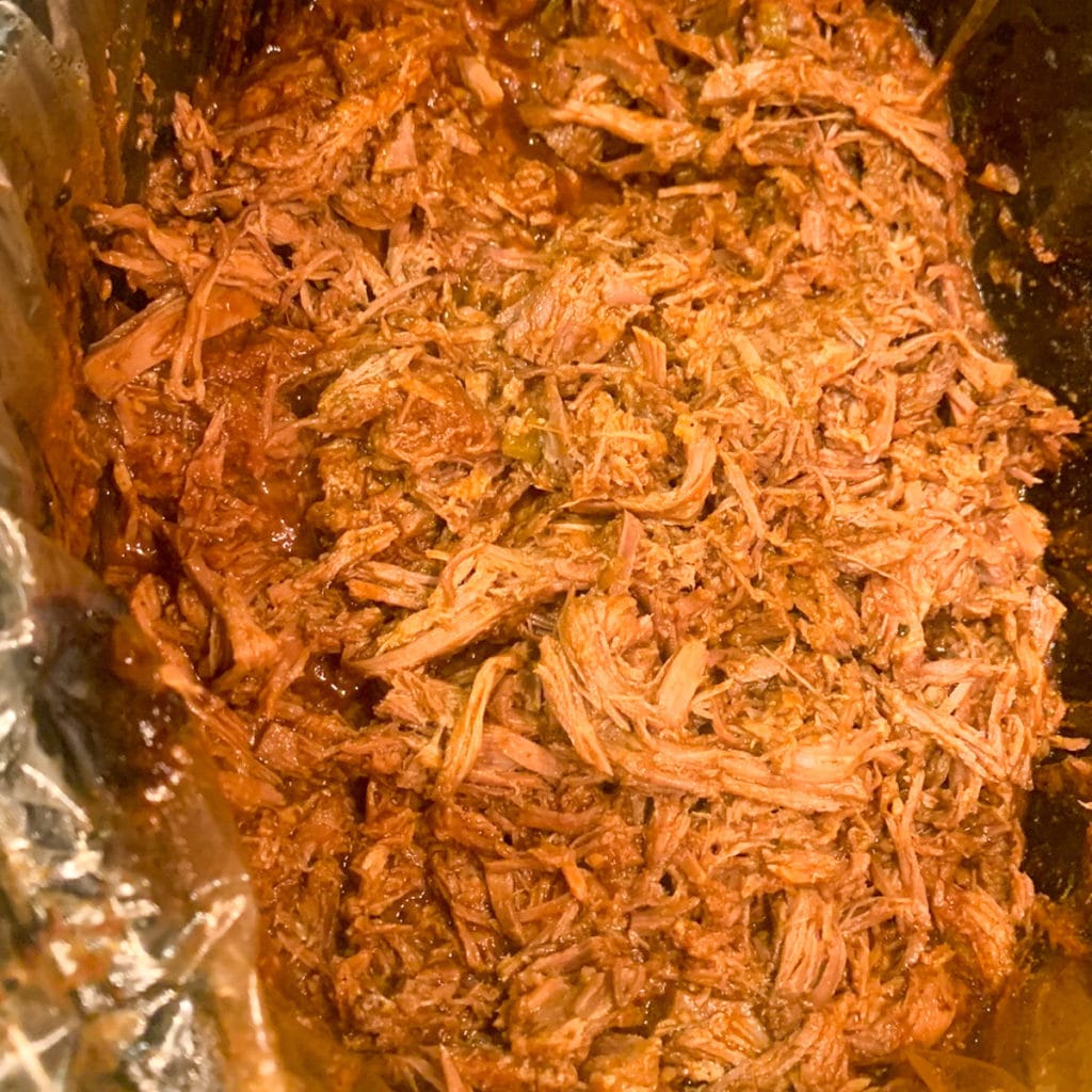 crockpot full of shredded beef