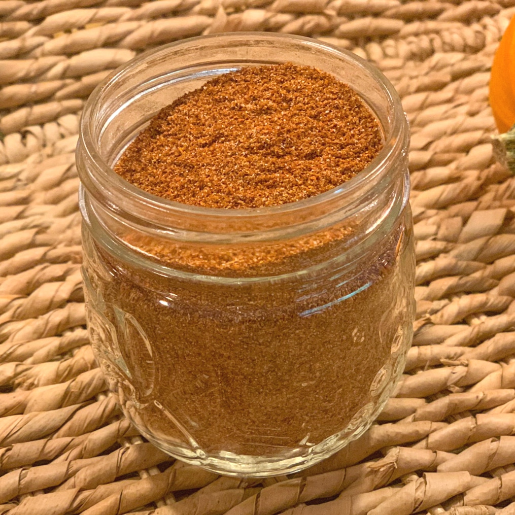 Homemade taco seasonings in a glass jar