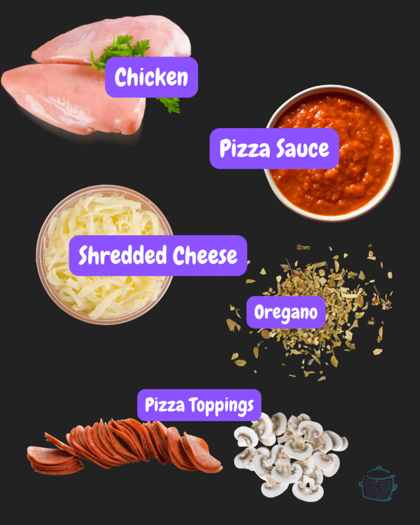 pizza chicken ingredients with labels