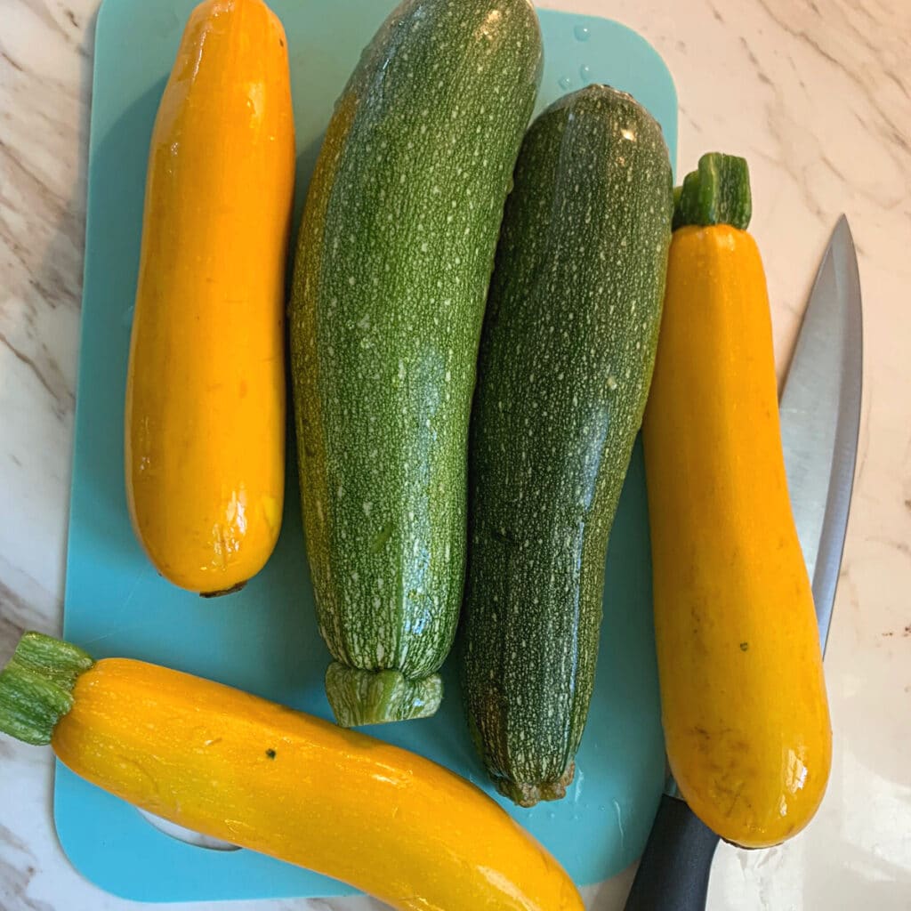 zucchinis on cutting table