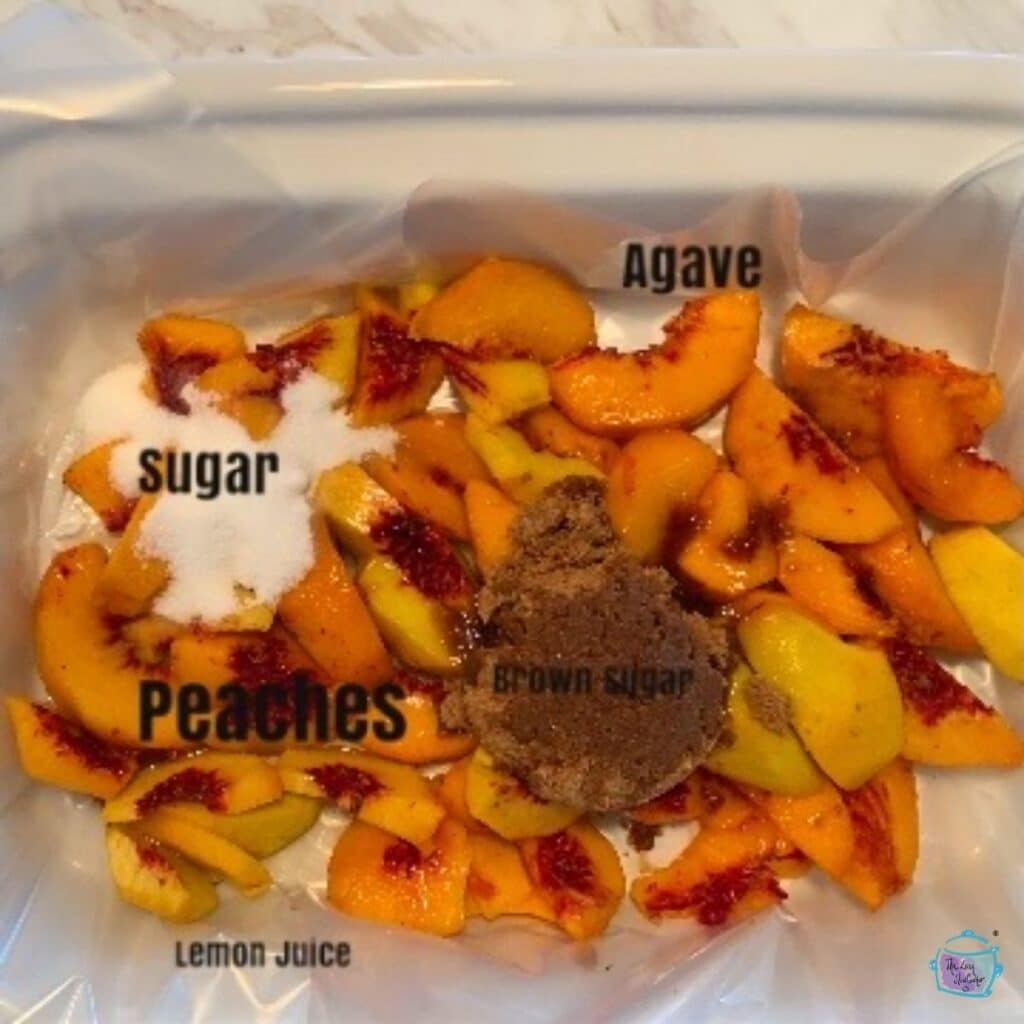 peach cobbler ingredients with labels