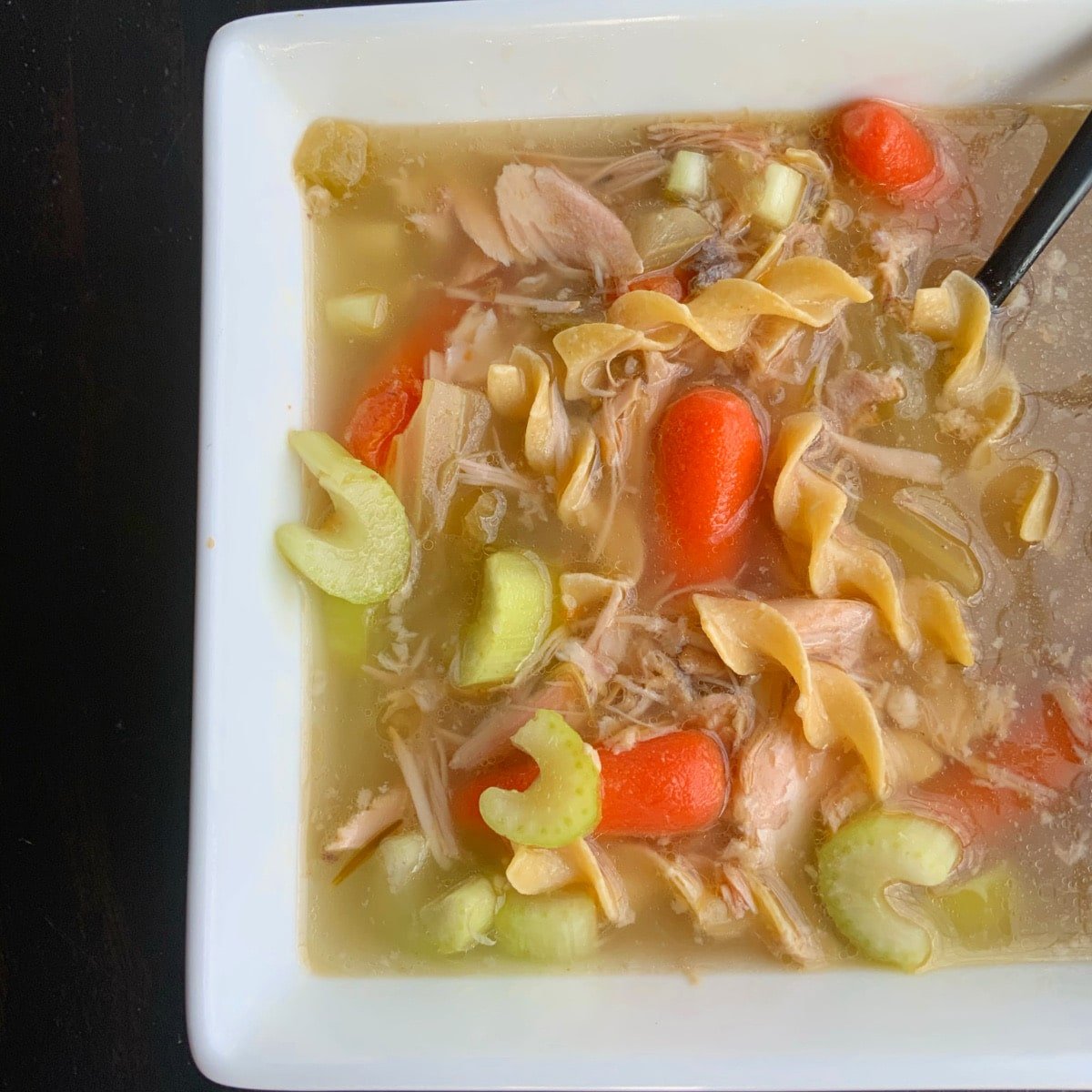 Healthy Leftover Turkey Soup with Black Beans + Corn - Bowl of Delicious