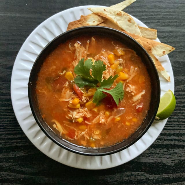 Slow Cooker Chicken Tortilla Soup - The Lazy Slow Cooker