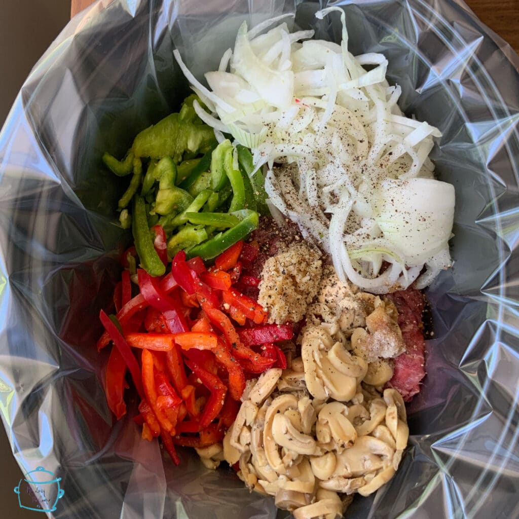 All ingredients in slow cooker before mixing