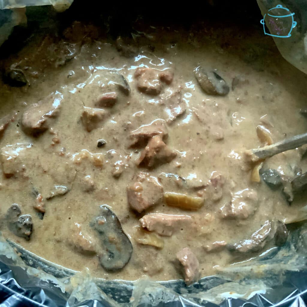 Completed stroganoff ready to add in noodles