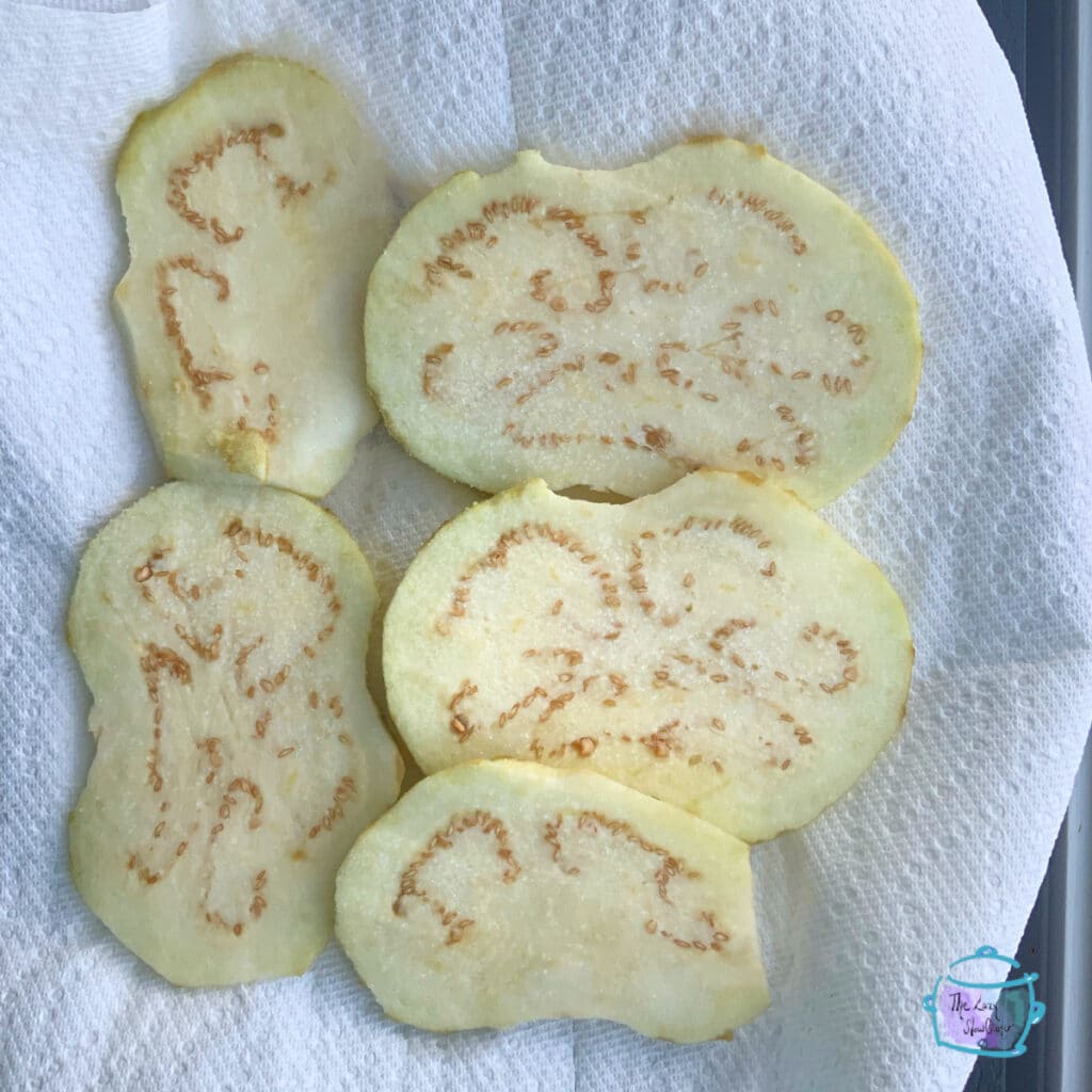 Eggplant on paper towel with salt