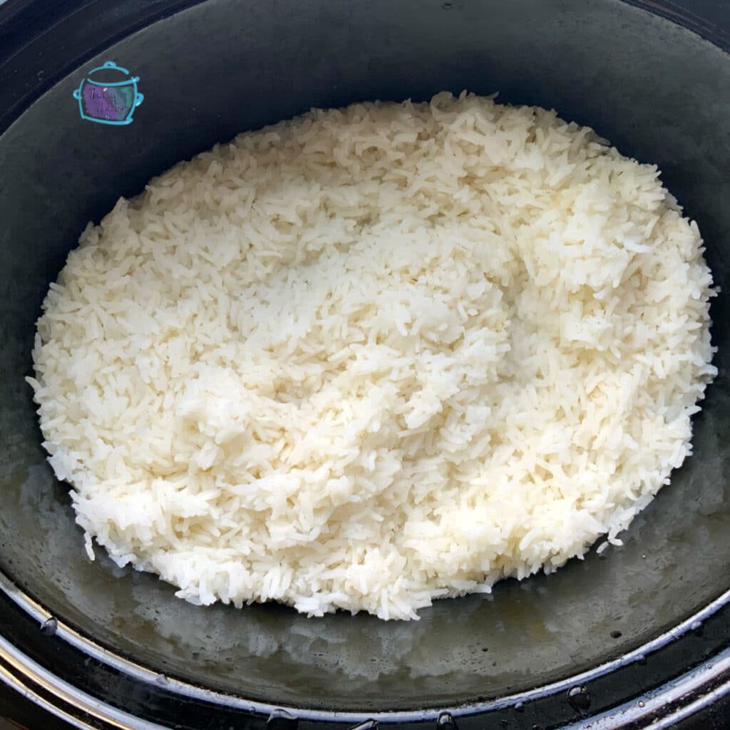 finished rice in slow cooker