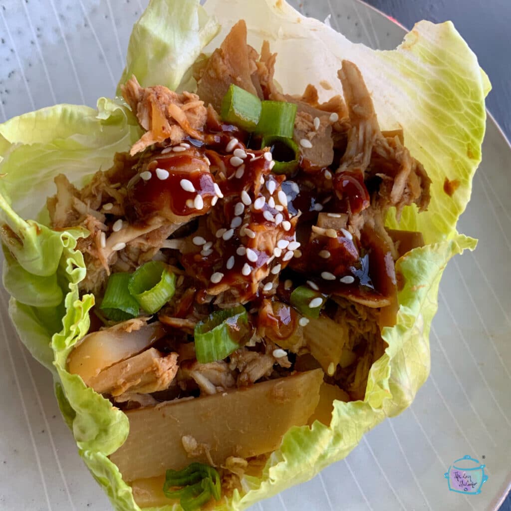 Asian chicken in lettuce cup