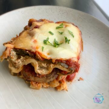 a piece of lasagna ready to serve