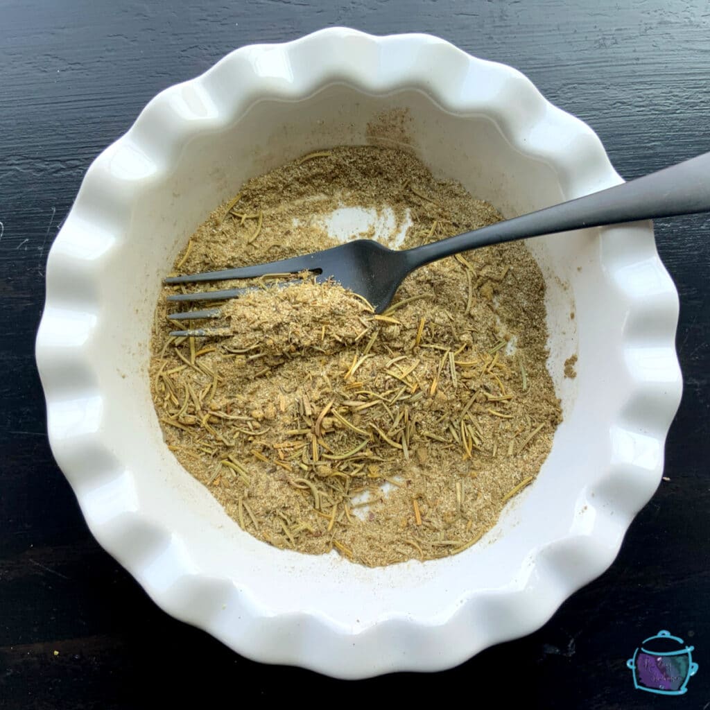 looking down on a bowl of all spices mixed together