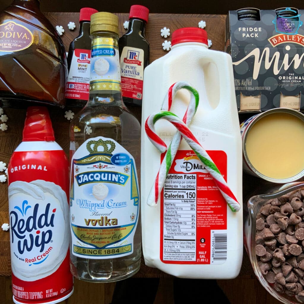 Slow cooker hot chocolate ingredients before mixing