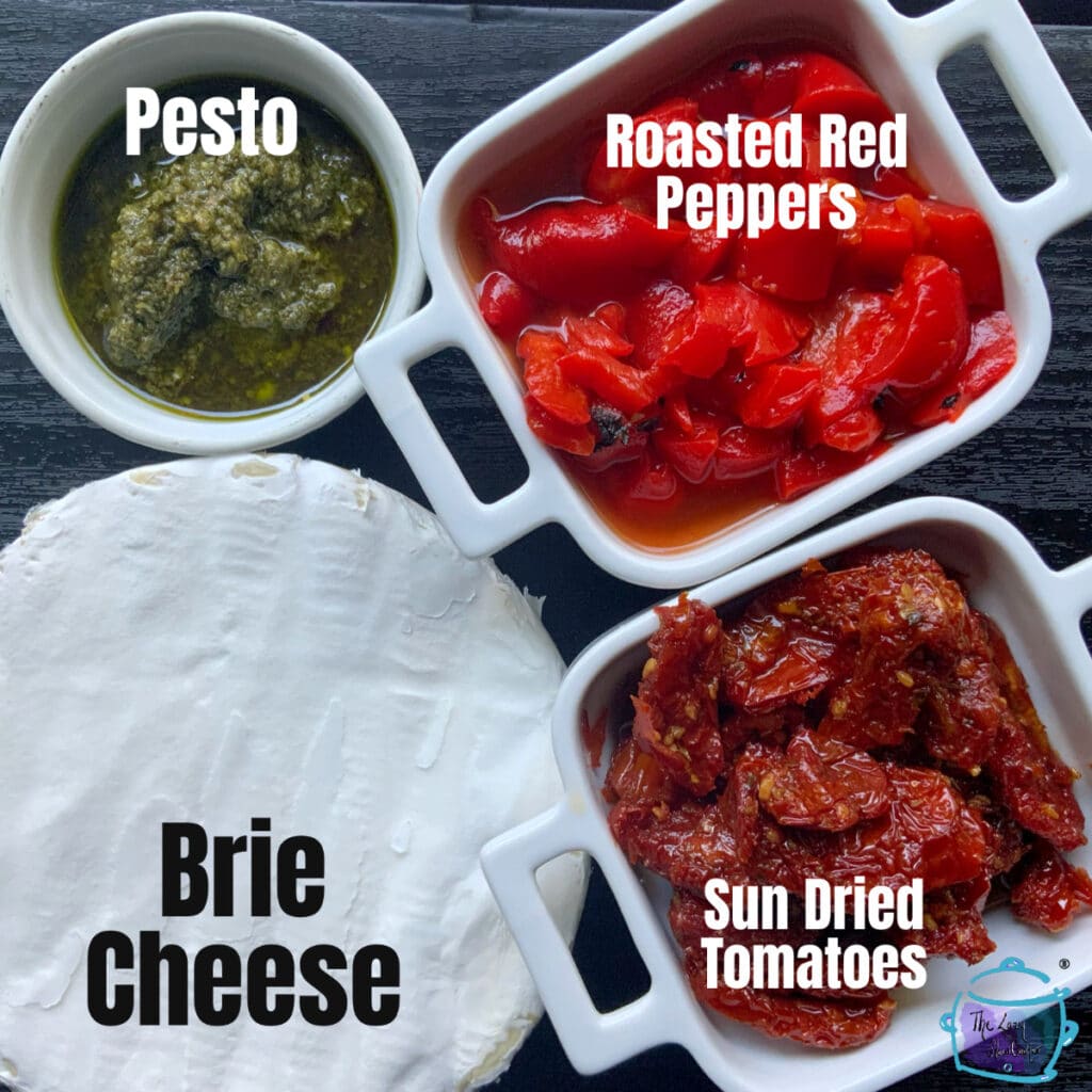 slow cooker pest brie ingreidents with labels