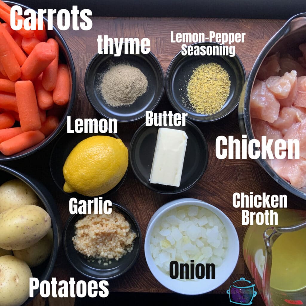 Lemon pepper chicken ingredients with labels