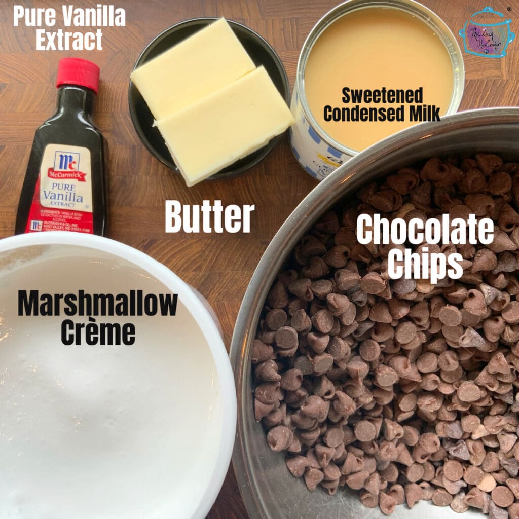 Fudge ingredients with labels