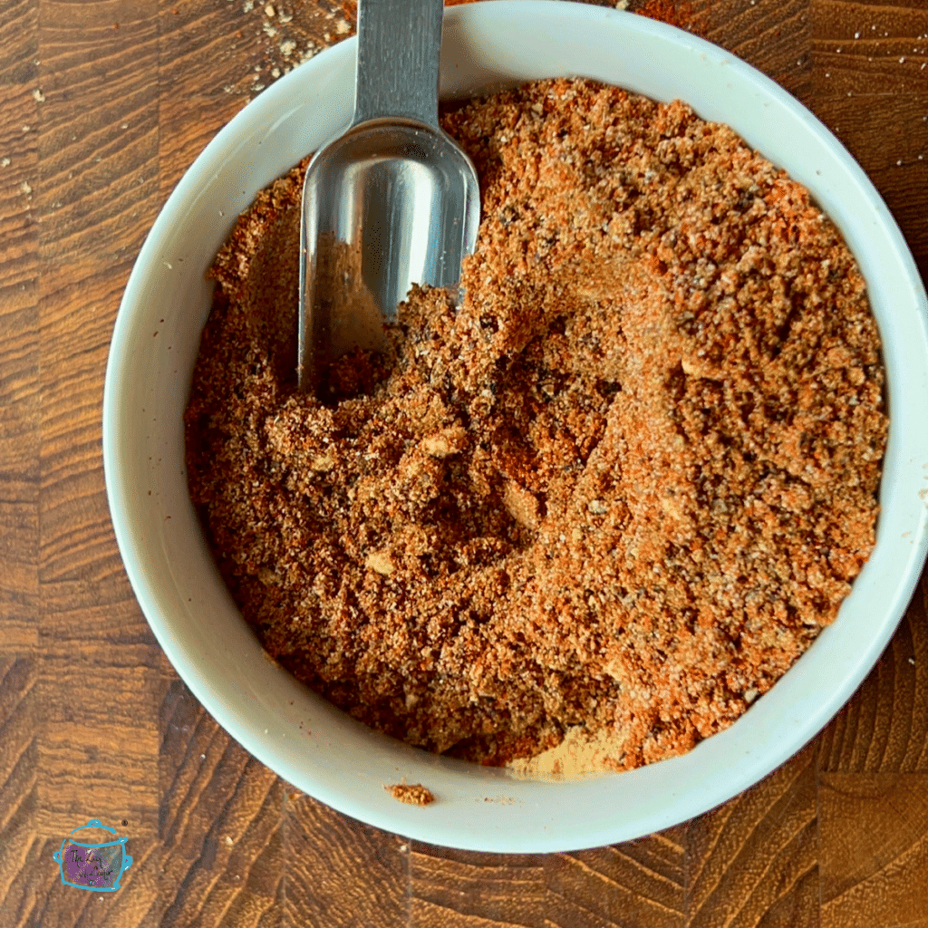 Pastrami spices in a white bowl