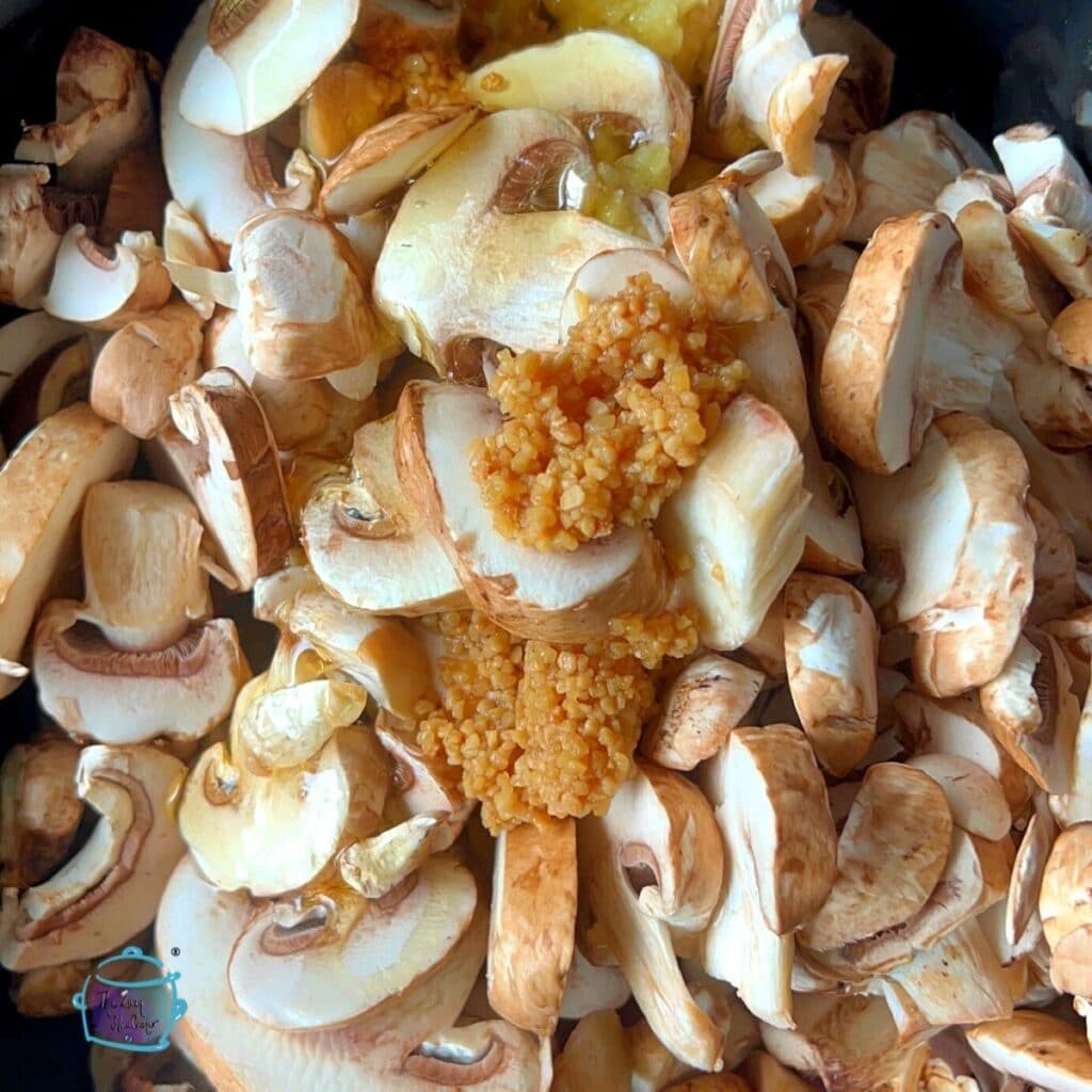 chicken mushrooms and spiced in slow cooker before being braised and cooked