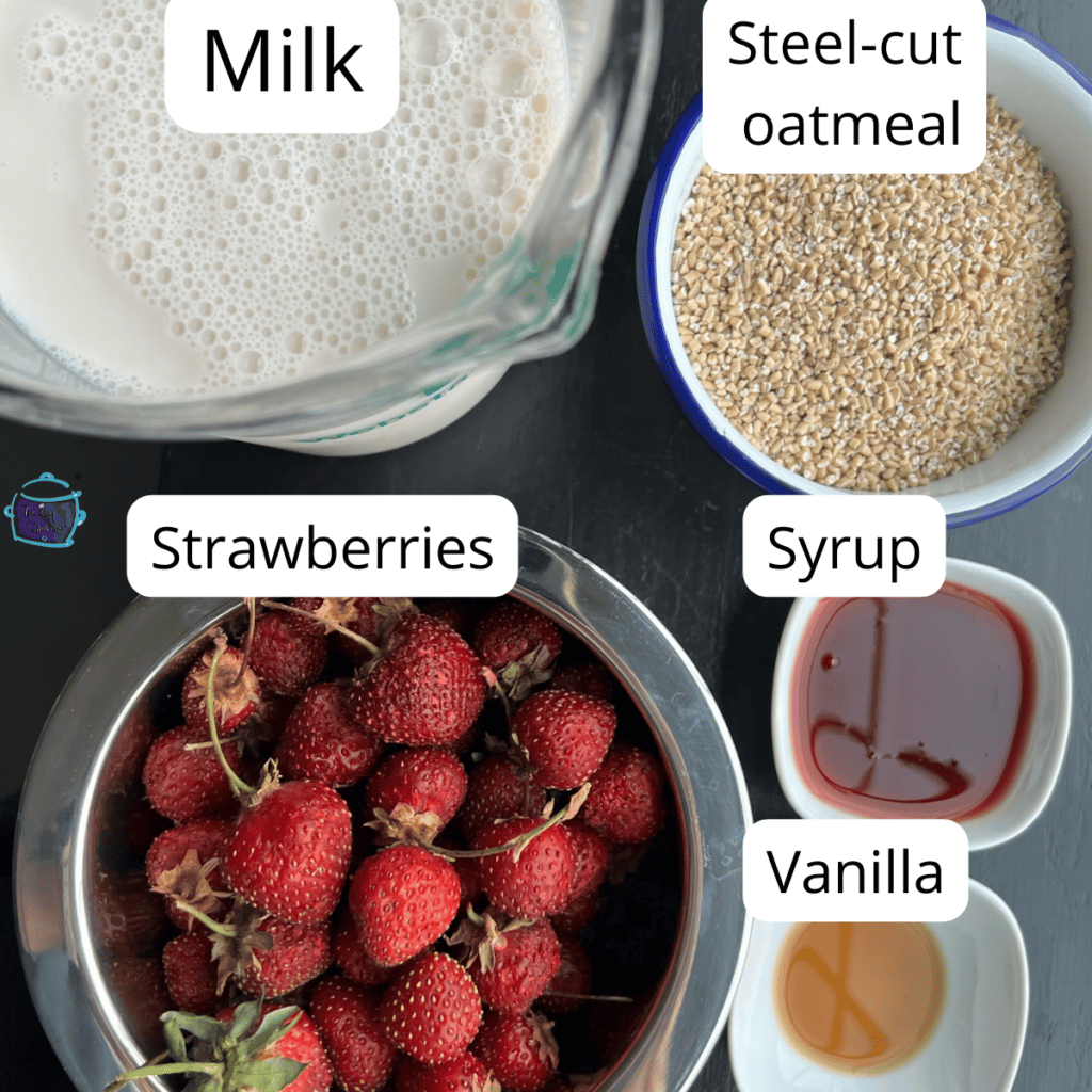 strawberries and cream oatmeal ingredients with lables