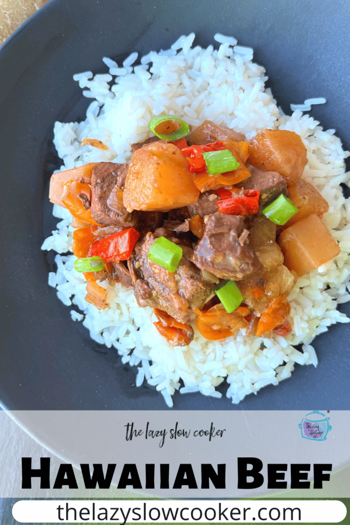 beef and pineapple after it is cooked on a bed of rice