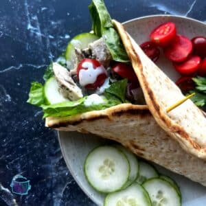 slow cooker chicken gyro on a plate