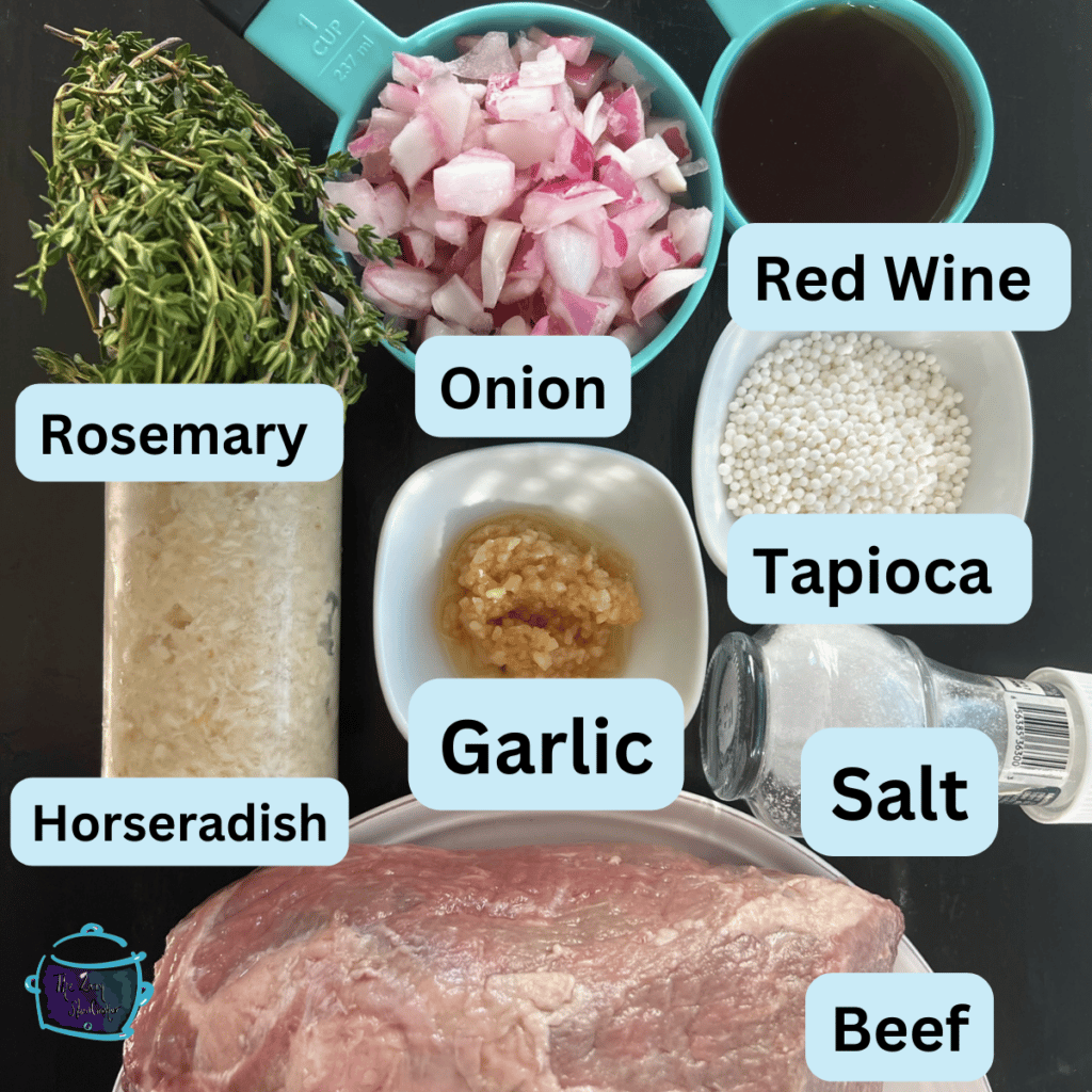 horseradish eye of round roast ingredients with lables