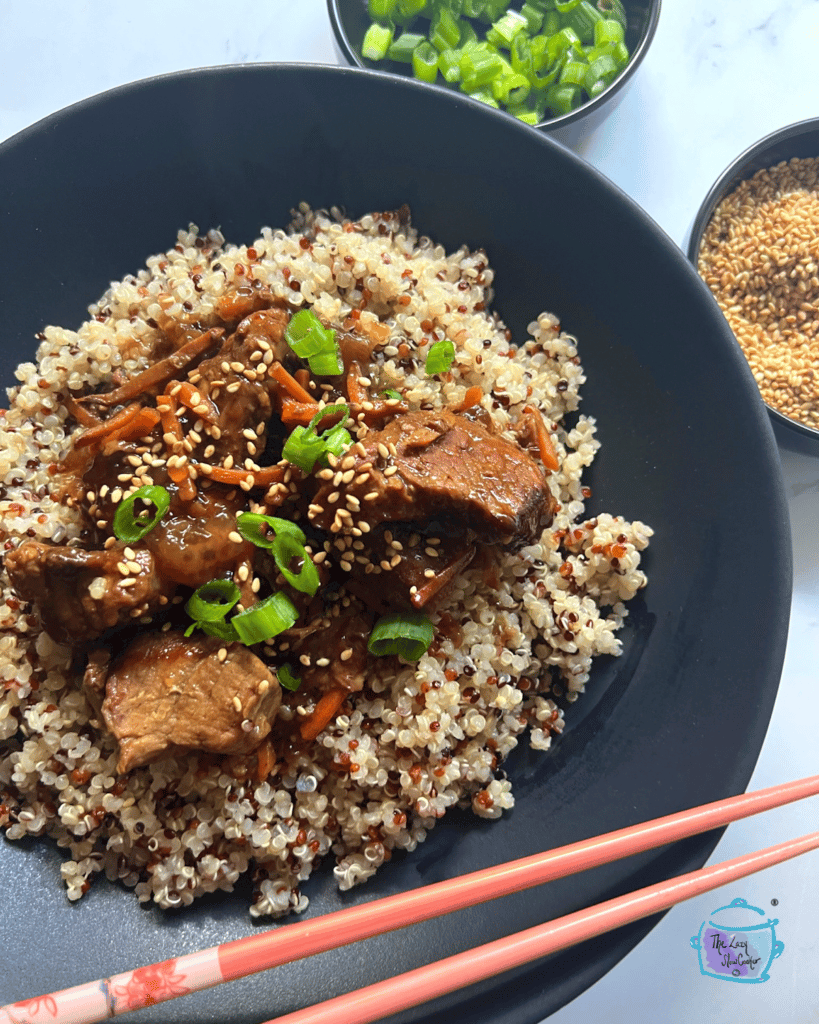 Slow cooker Korean beef bowl with quinoa
