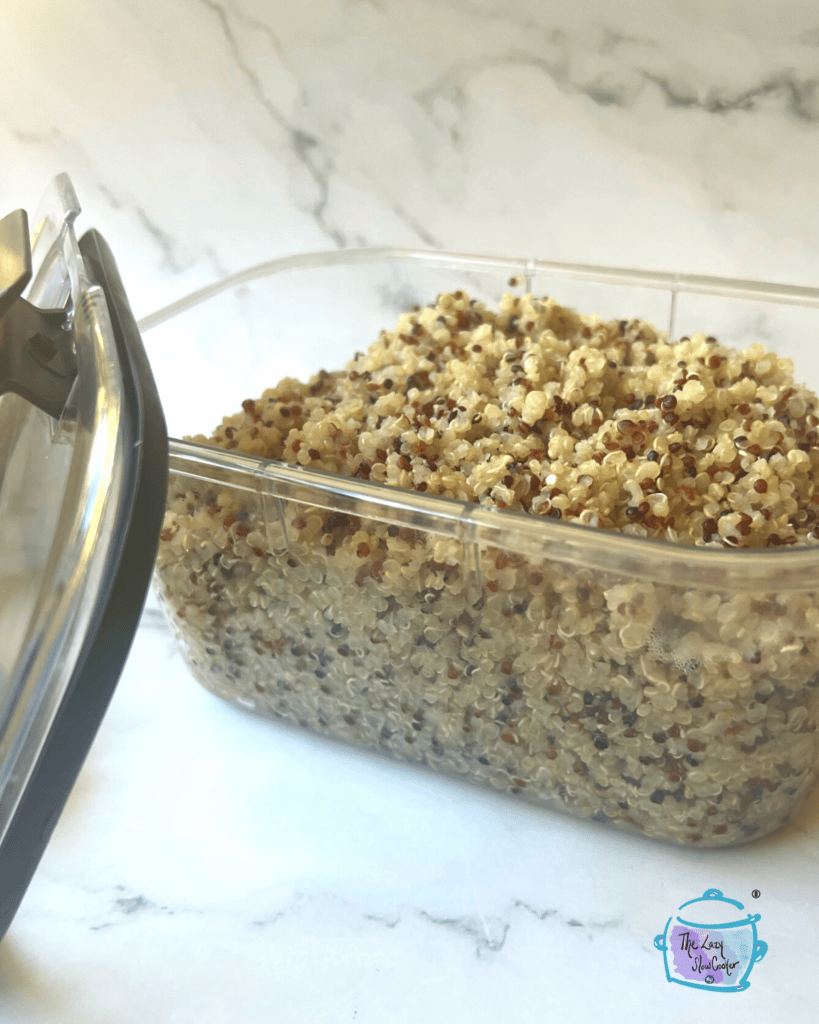 airtight storage container of crockpot quinoa