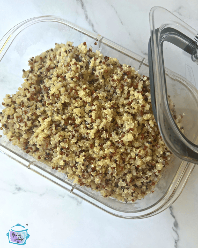 airtight storage container of crockpot quinoa