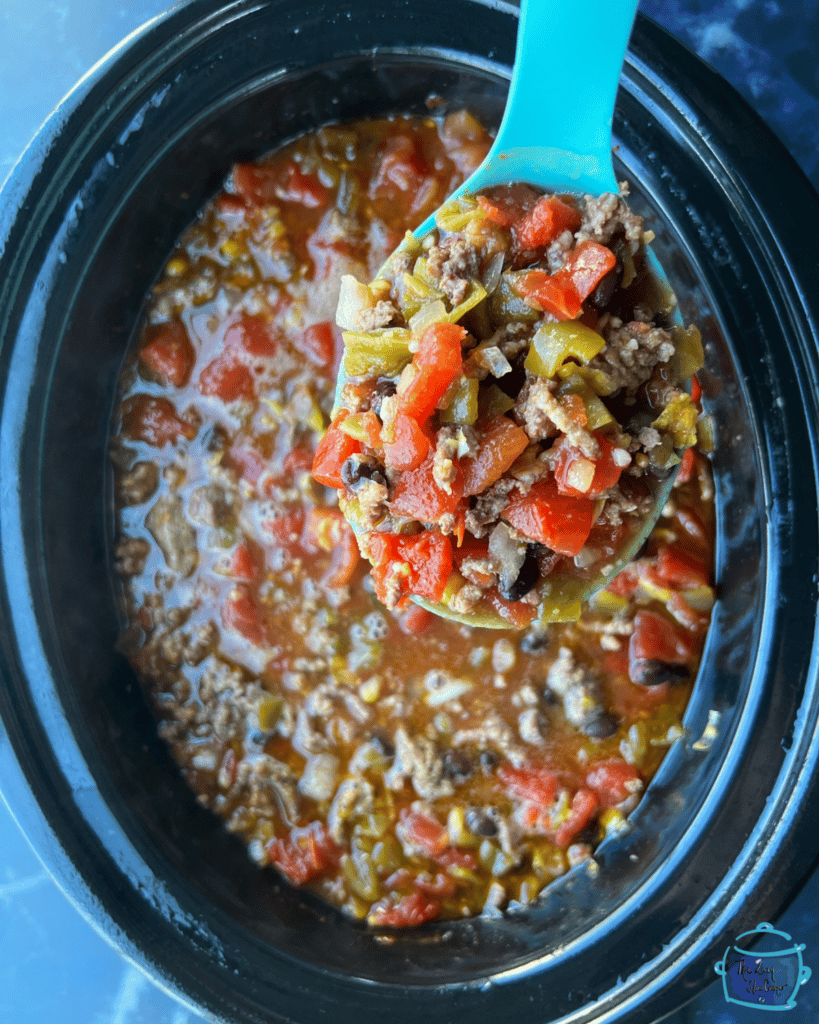 taco soup after cooking but still in the crockpot