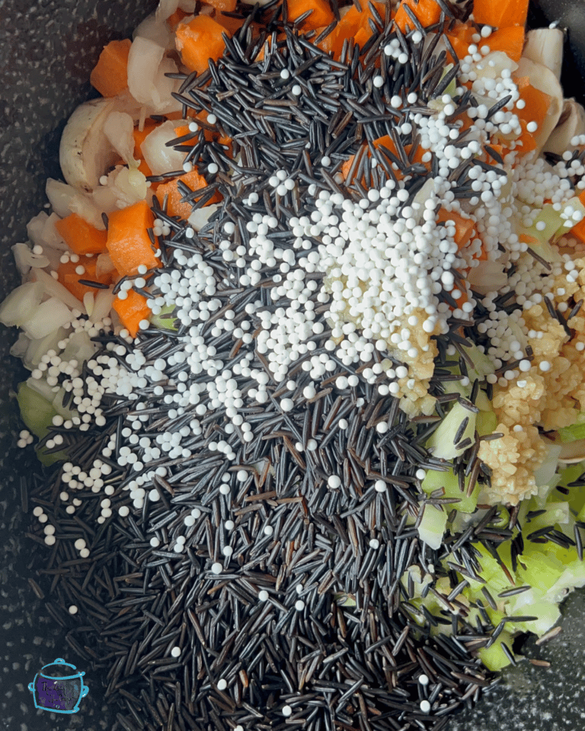 wild rice and veggies in a slow cooker before making soup