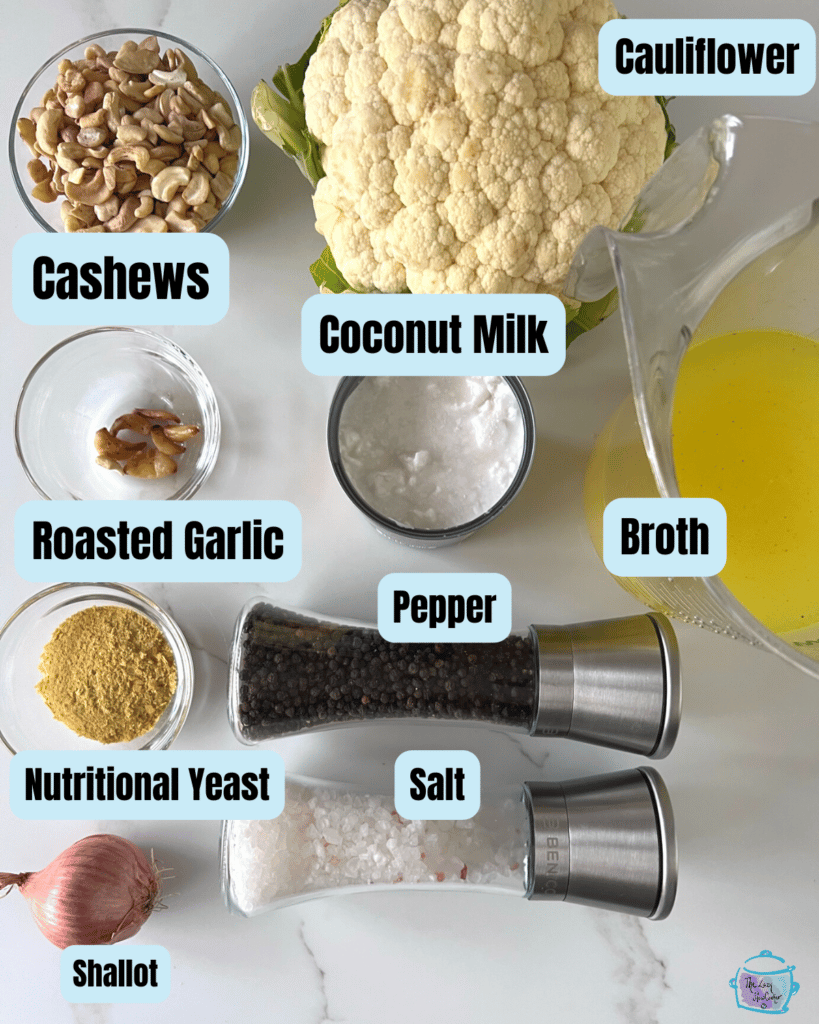 slow cooker cauliflower soup ingredients.