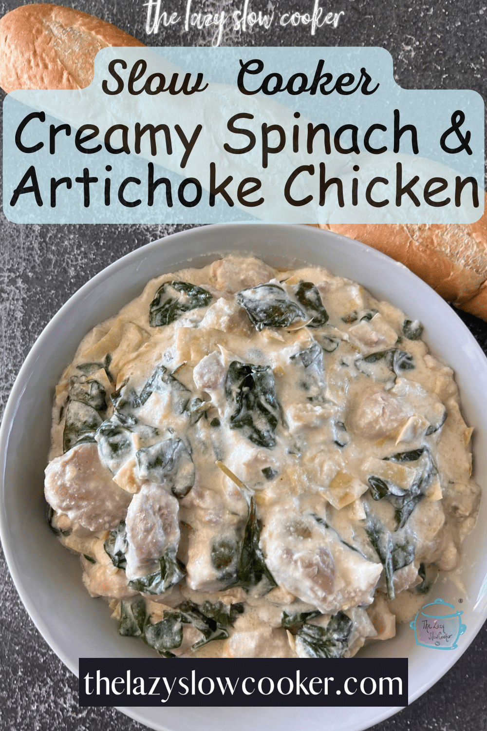 Slow Cooker Creamy Spinach Artichoke Chicken The Lazy Slow Cooker