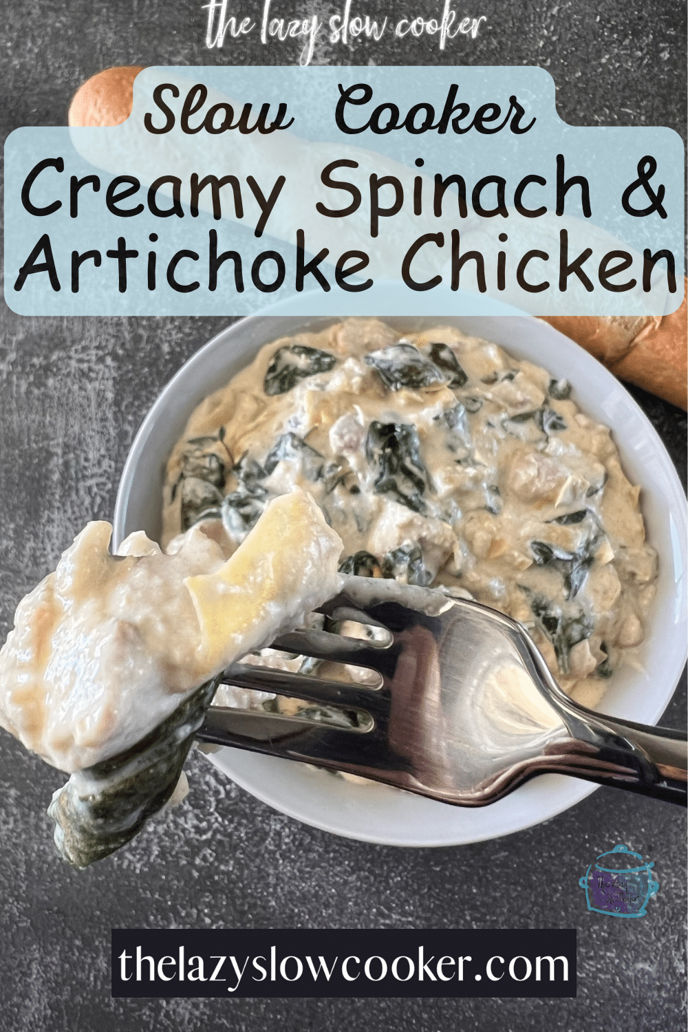 Slow Cooker Creamy Spinach Artichoke Chicken - The Lazy Slow Cooker