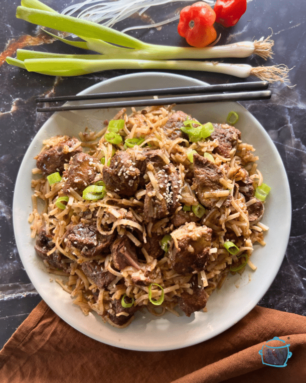 Slow Cooker Chili Lime Beef And Noodles - The Lazy Slow Cooker