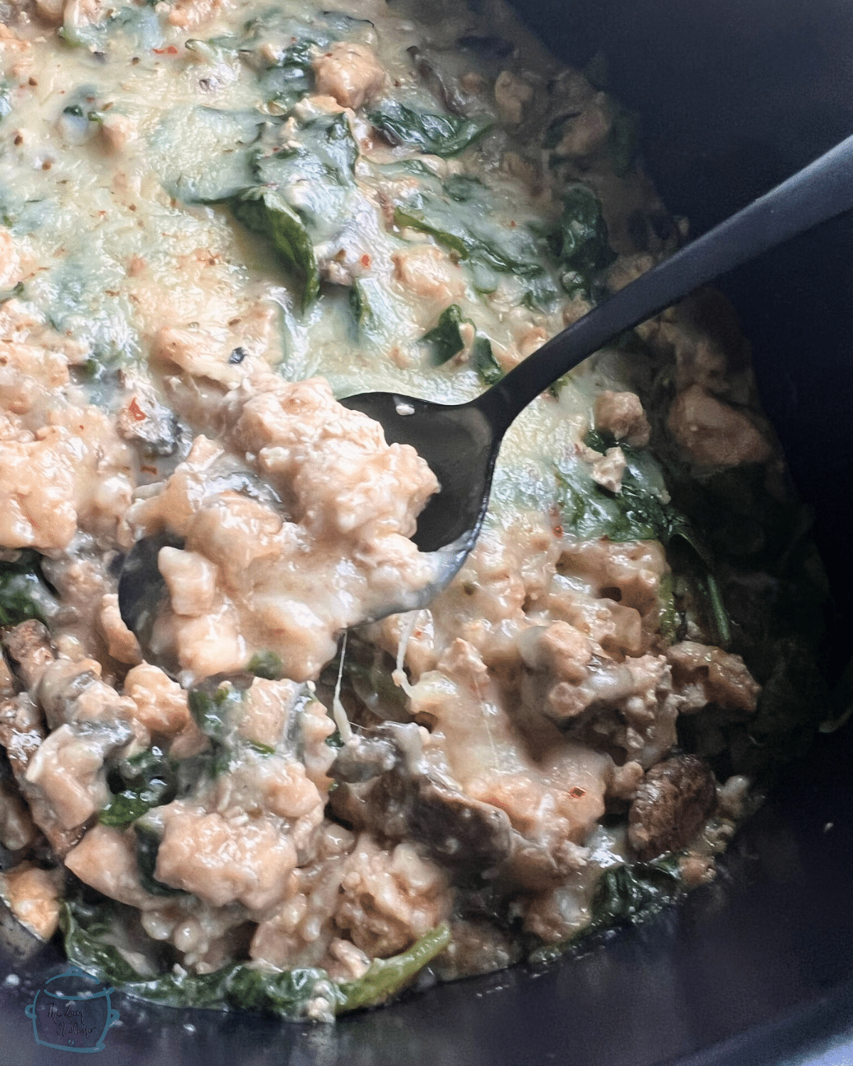 Slow Cooker Ground Turkey Spinach Pepper Jack Casserole The Lazy Slow