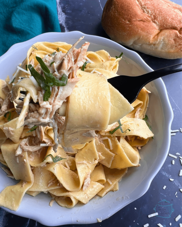 Slow Cooker Rosemary Ranch Chicken and Noodles - The Lazy Slow Cooker