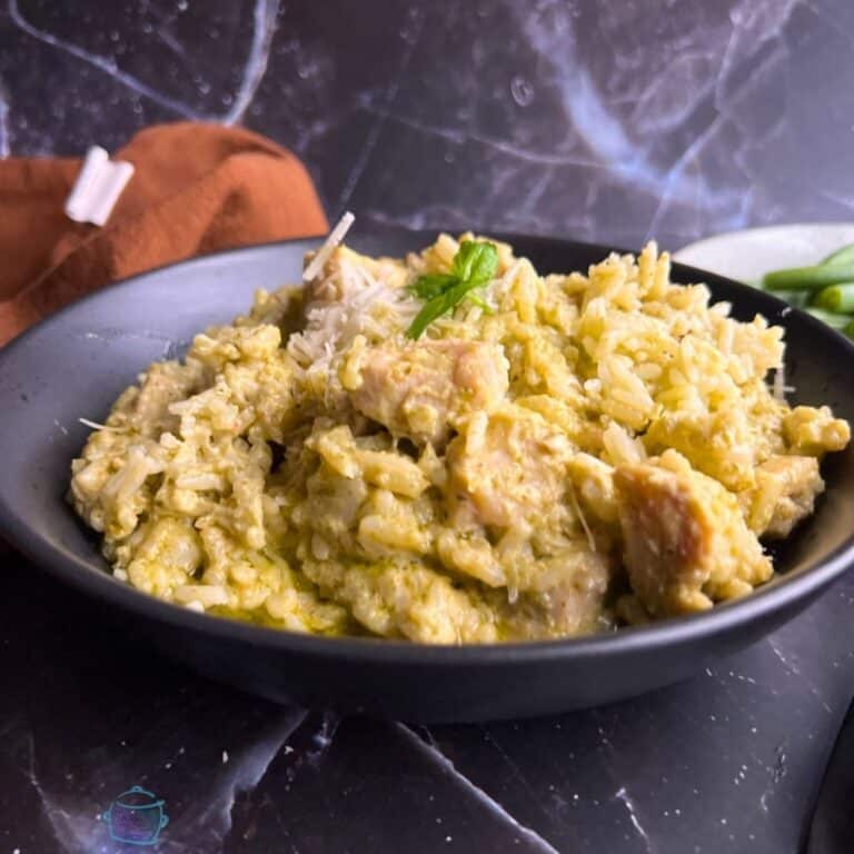 Slow Cooker Creamy Pesto Chicken and Rice The Lazy Slow Cooker