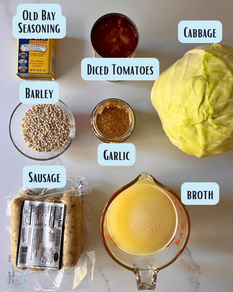 slow cooker recipe ingredients with lables